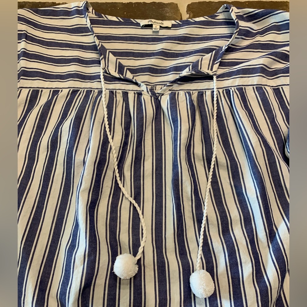 Blue and white striped Peasant top - Picture 2 of 6